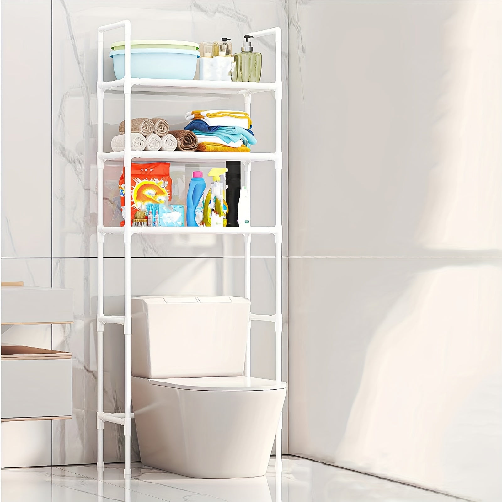 Space-Saving Bathroom Organizer - 3-Tier Over Toilet Storage Rack, Multi-Layer Shelf for Washing Machine & Additions Bathroom Organizers And Storage Bathroom Storage And Organization, Shelves