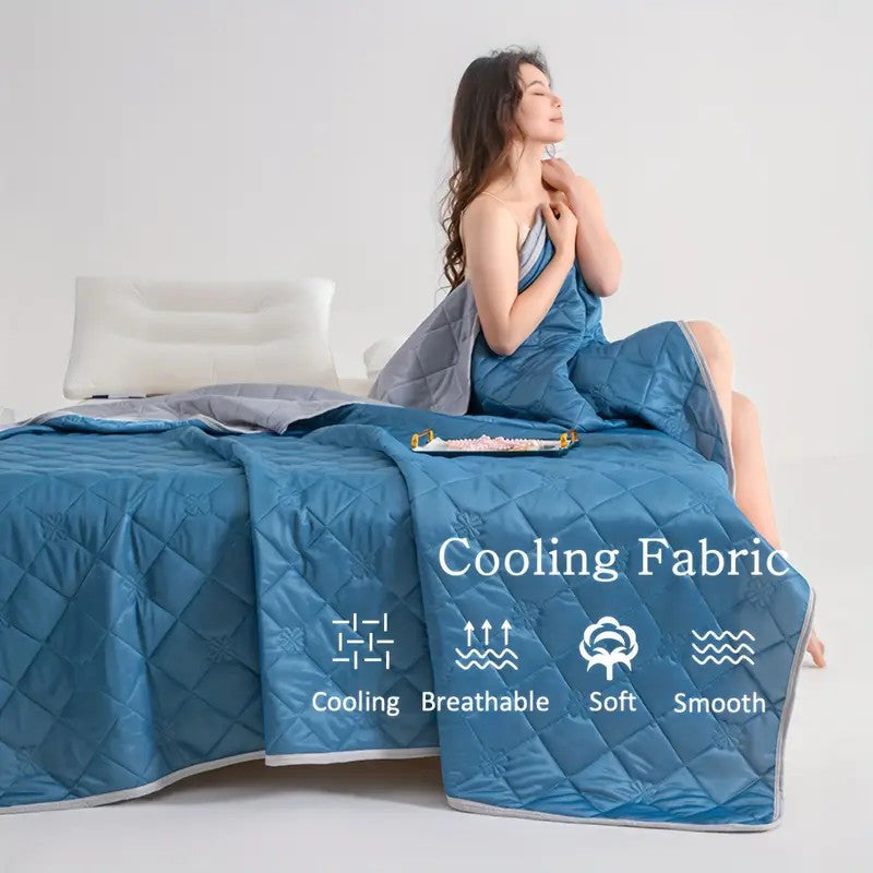 1pc Cooling Blanket, Lightweight Breathable 100% Polyester with Reversible Geometric Design, for Hot Sleepers Night Sweats Relief & Multipurpose Bed Couch Travel Use, Machine Washable, Ideal Gift for Home Comfort, All-Season or Summer Use - Machine Washab