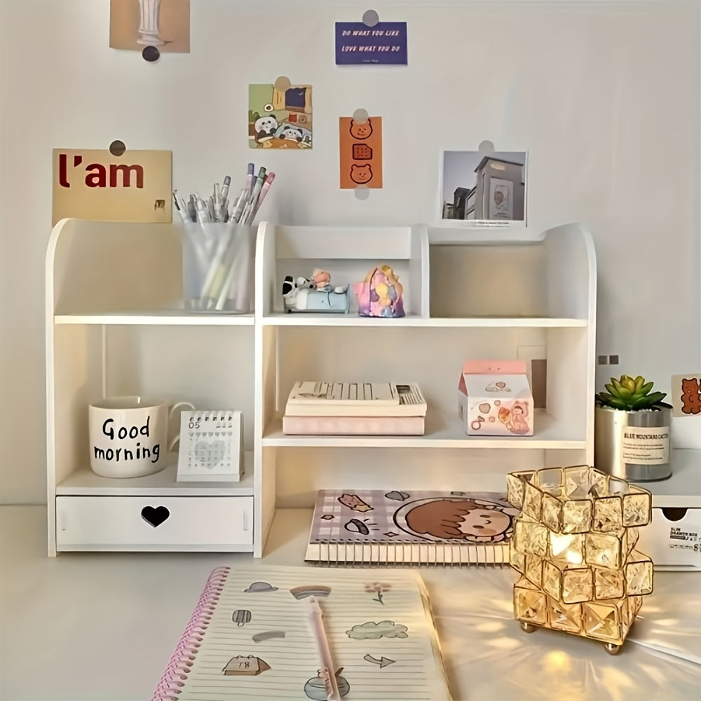Desktop Storage Box, Multi-Level Shelves, Rectangular Office Supplies And Cosmetics Storage Cabinet, Spacious Workspace Solution Makeup Organizer