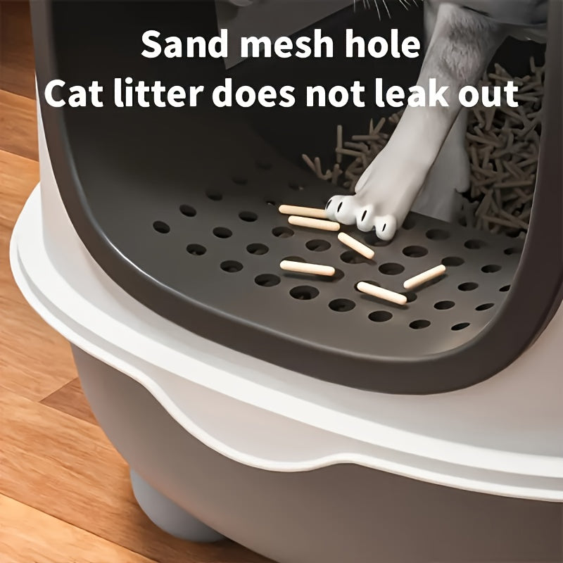 Compact Enclosed Litter Box with a Lid to Prevent Splashing. This Pet Toilet Is Odor-Proof, Leak-Proof, And Requires No Batteries