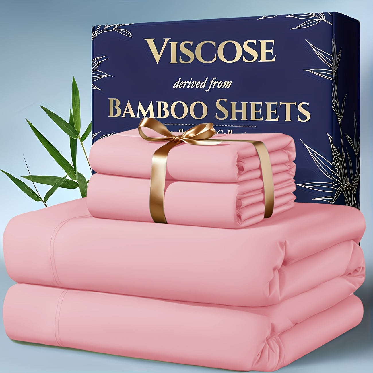 Bamboo Cooling Bedding - Extra Deep Pocket Breathable And Cooling - Suitable for Hot Sleepers And Sweats, Pillowcases, Flat Sheet And Fitted Sheet - A Perfect Gift for Family, Twin, Full, Queen And King Sizes, Next Day Delivery