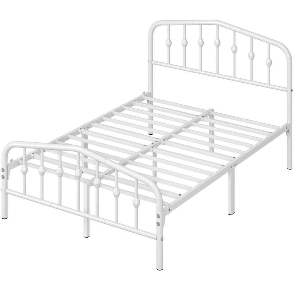 ALDEN DESIGN Bed Frame, Modern Metal Bed Frame with Arched Headboard & Foot Board, Metal Bed Frame, Spacious Under bed Storage Space, Heavy Duty Slat Support, No Box Spring Needed, Queen/Full/Twin, Black/White