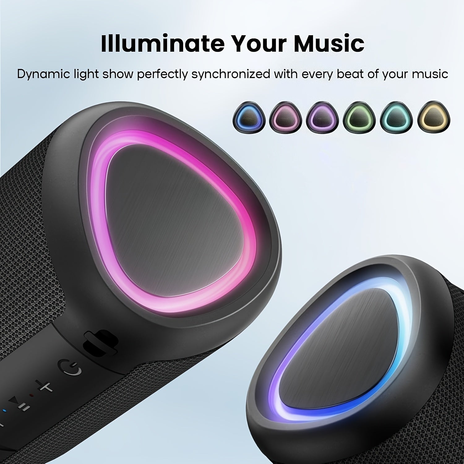 Portable Wireless Speaker Outdoor Speakers with Lights, Powerful Crystal Clear Sound, All Day Playtime, AUX&TF-Card Input, BT 5.3, TWS Paring Speaker, Small Wireless Speaker for Outdoor, Gift Ideas