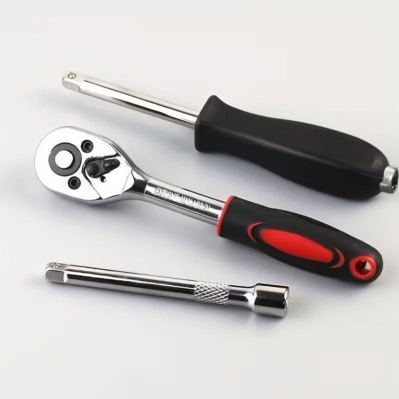 A Set of 46pcs Black Multi-Purpose Vehicle-Mounted Vehicle Repair Tool Box, Motorcycle Repair Tool Set with Plastic Storage Box, Suitable for Various Purposes Such As Automobiles, Motorcycles, Bicycles, Mechanical Repair And Maintenance