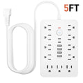 17-in-1 Power Strip Surge Protector, 11 AC Outlets & 6 USB Ports (2 USB-C), On/Off Switch, 5ft & 10ft Extension Cord – Ideal for Office, Kitchen, Dorm, Travel – Black & White