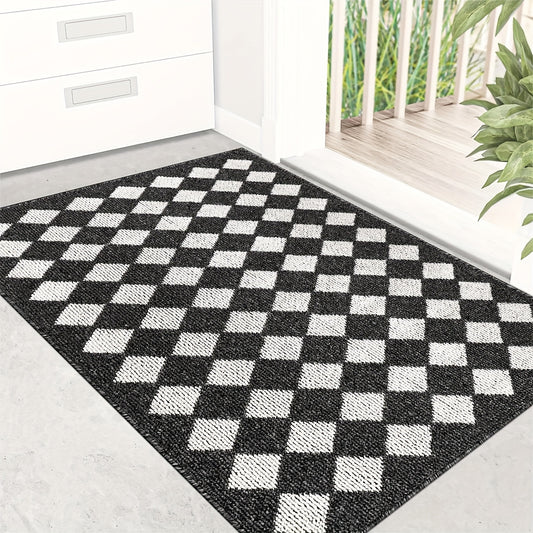 Non-Slip Absorbent Indoor Doormat for The Entryway, Designed to Resist Dirt. This Washable Welcome Mat Features a Low-Profile Design Suitable for Inside Use in Kitchens And Laundry Rooms, Available in Black