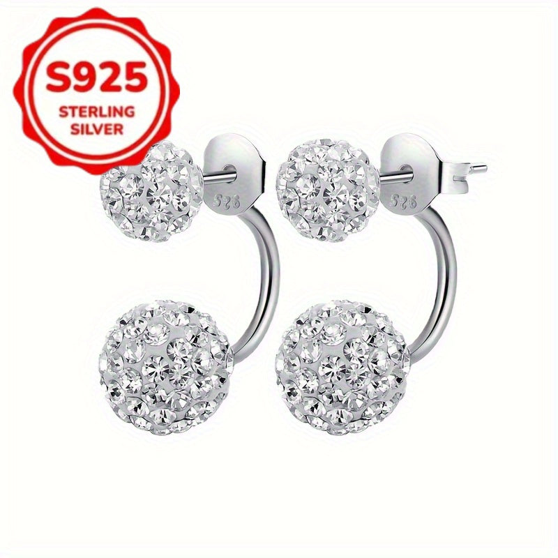 S925 Sterling Silver Sparkling Ball Stud Earrings for Women – Shiny Bling Half-Wrapped Drop Earrings, Low Allergy, Versatile for Daily Wear, Parties & Banquets | ShopVora CA