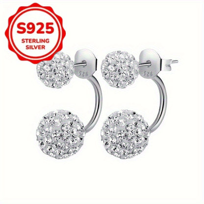 S925 Sterling Silver Sparkling Ball Stud Earrings for Women – Shiny Bling Half-Wrapped Drop Earrings, Low Allergy, Versatile for Daily Wear, Parties & Banquets | ShopVora CA