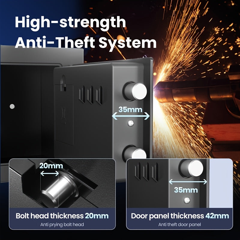 Grimtron Small Safe Box - (0.23 Cu. Ft. - 3.5Lb) Mini Money Safe with Combination Lock, Compact And Sturdy, Suitable for Offices, Bedrooms, And Bedside Tables Ideal for Storing Money, Documents, Passport, The Best Storage And Organization Gift