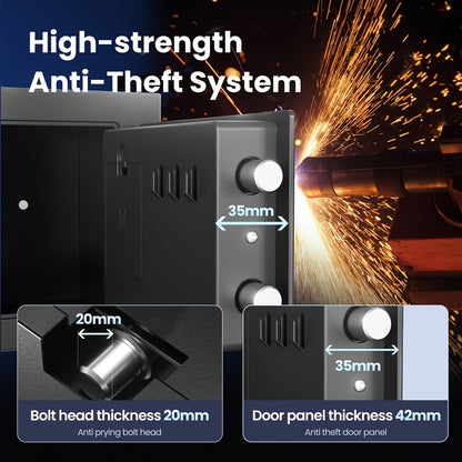 Mini Safe Box 3-in-1 Unlock (Electronic Password, Key & Passcode) – 0.23 Cu.Ft Compact Home Security Safe for Bedroom, Office & Bedside, Stores Cash, Jewellery & Passport