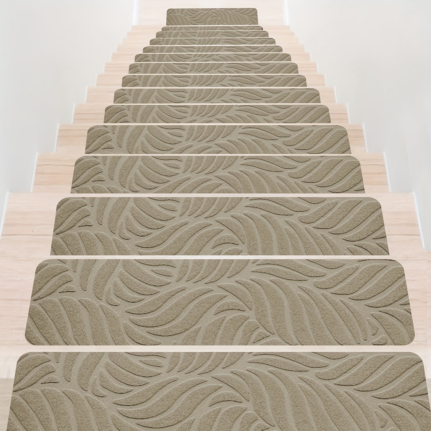 Anti-Slip Self-Adhesive Stair Treads – 3D Embossed, 30x8 Inch, 7/15-Piece Set, Indoor & Outdoor Stair Mats for Pets & Seniors, No-Tool Install, Scratch Resistant, Cut-to-Fit Design