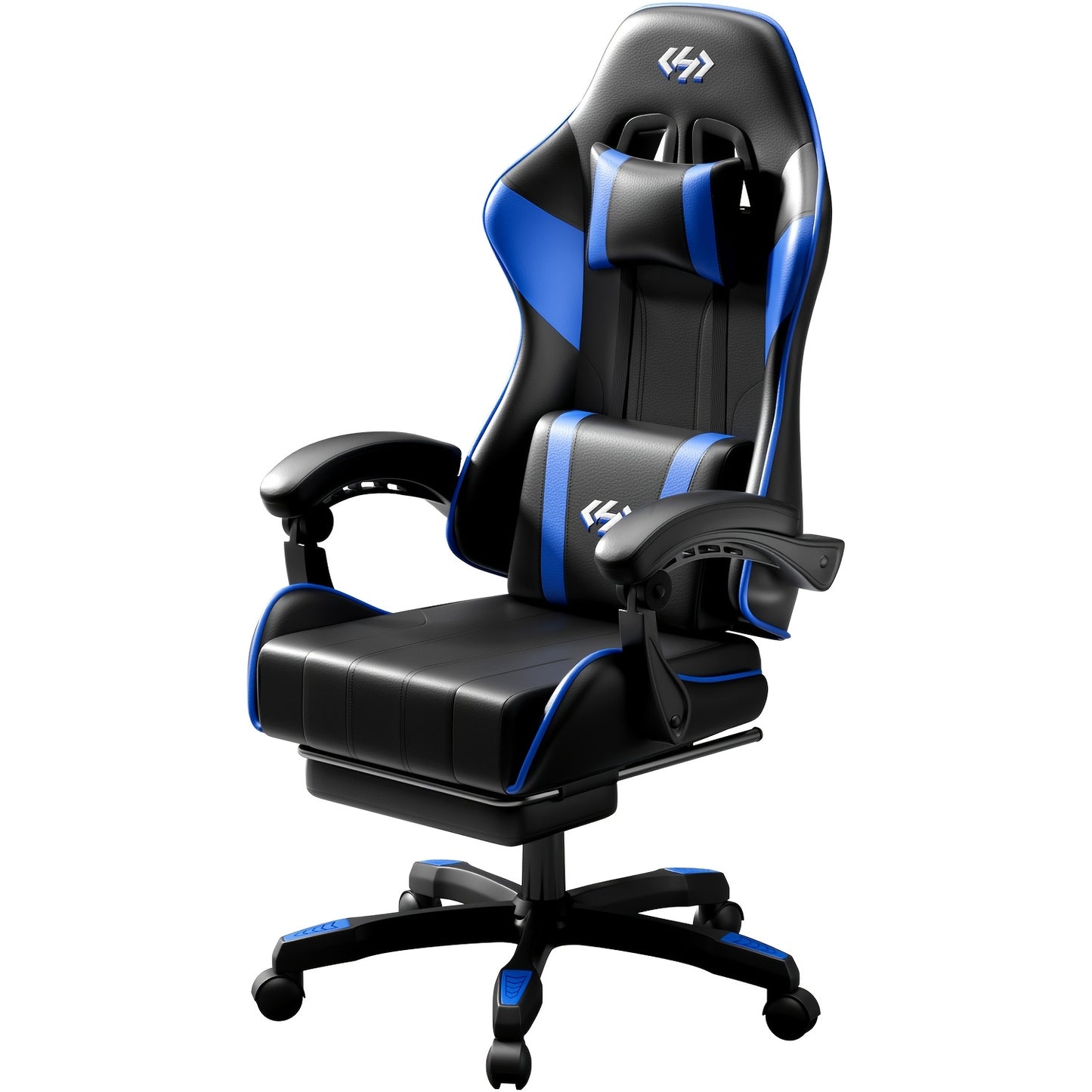 6-Point Support Gaming Chair with Pocket Springs and Adjustable Lumbar Headrest - 135 Degree Recline Faux Leather Office Gaming Seat Footrest Linkage Armrest 300 lb Canada