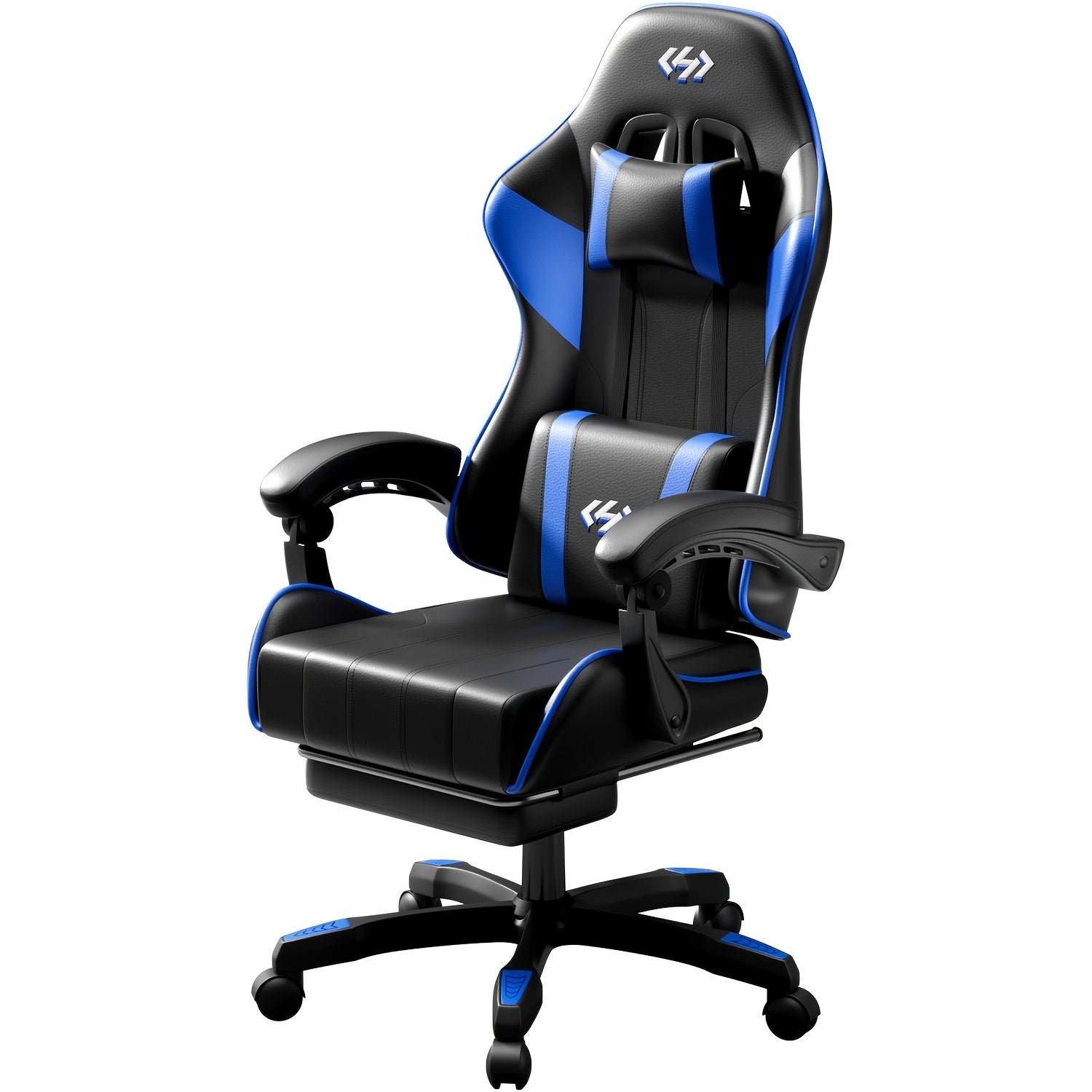 6-Point Support Gaming Chair with Pocket Springs and Adjustable Lumbar Headrest - 135 Degree Recline Faux Leather Office Gaming Seat Footrest Linkage Armrest 300 lb Canada