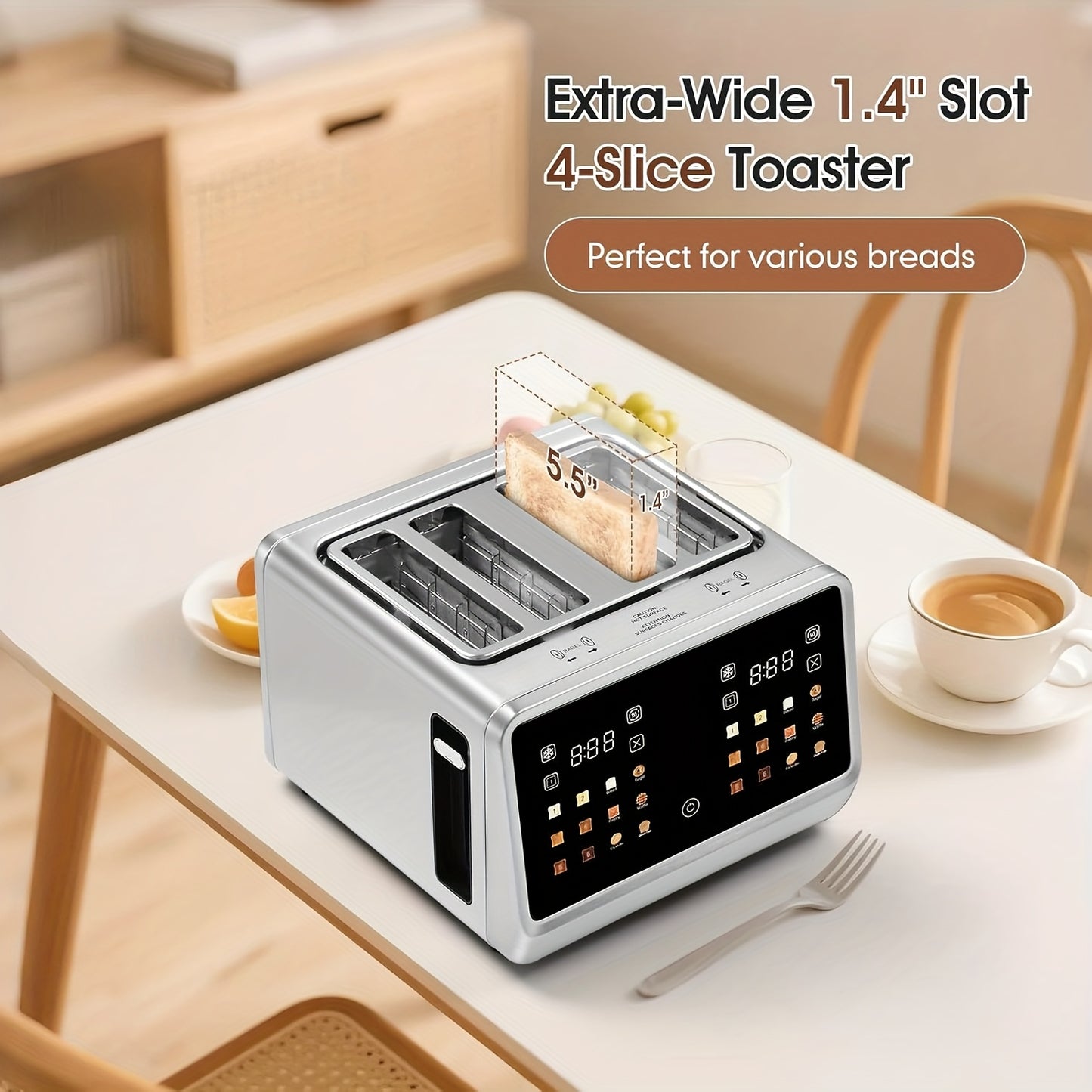 Toaster Oven 24-Slice Touch Screen with LCD Display – 6 Bread Types, 6 Browning Settings, Bagel Defrost Cancel, Stainless Steel Extra-Wide Countertop Toaster Oven for Canadian Kitchens