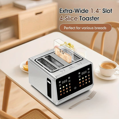 Toaster Oven 24-Slice Touch Screen with LCD Display – 6 Bread Types, 6 Browning Settings, Bagel Defrost Cancel, Stainless Steel Extra-Wide Countertop Toaster Oven for Canadian Kitchens