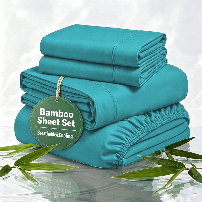 100% Bamboo Rayon Bed Sheets 3/4pcs Set with 16" Extra Deep Pockets – Soft Cooling Bedding for Hot Sleepers & Night Sweats, Twin Full Queen King Size