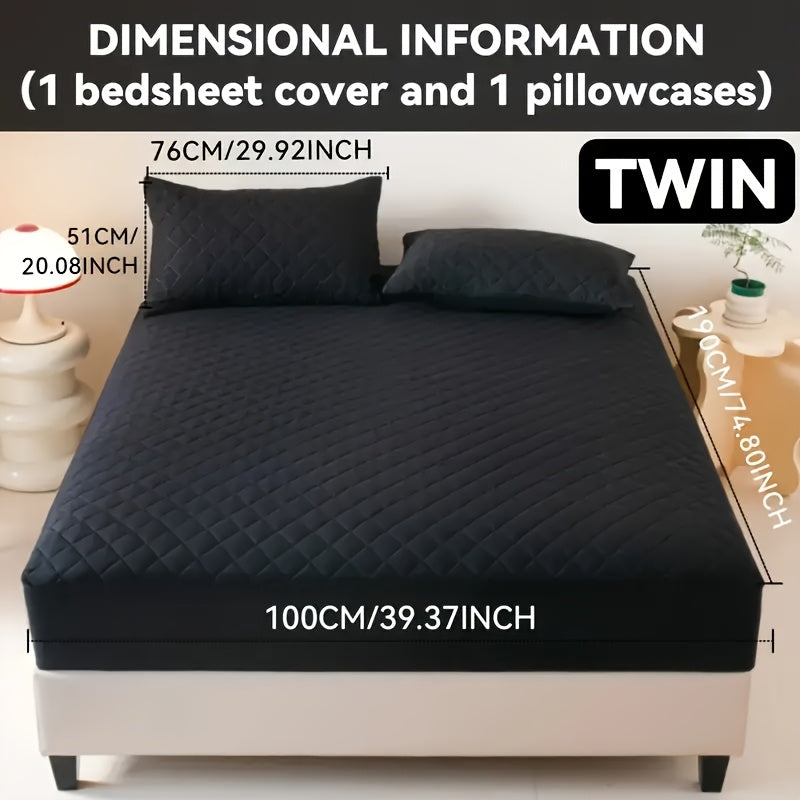 Waterproof Mattress Protector Set 2/3pcs, Thick Deep Pocket 9-15" Fitted Sheet & Pillowcase, Soft All-Season Bedding, Machine Washable – Twin Full Queen King, Multiple Colours