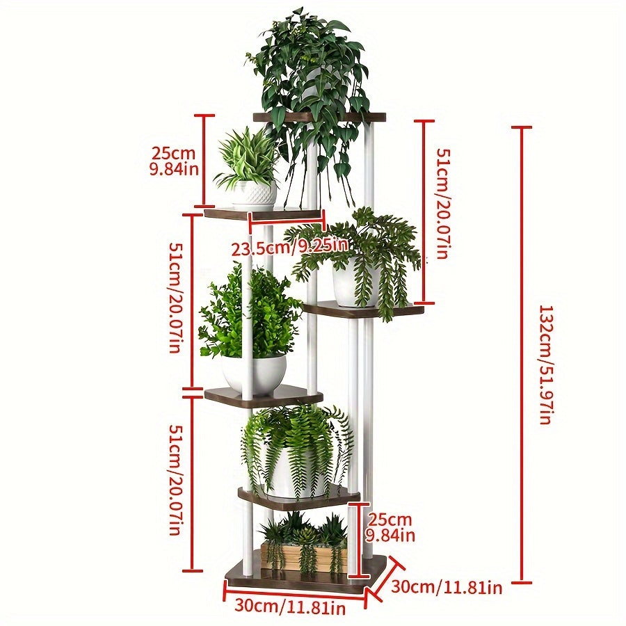 Wooden Tiered Plant Stand 4 5 or 6 Layer Flower Shelf Planter Rack in Black or White – Freestanding Indoor Multi-Tier Display Stand for Multiple Flower Pots, Living Room, Balcony & Home Decor