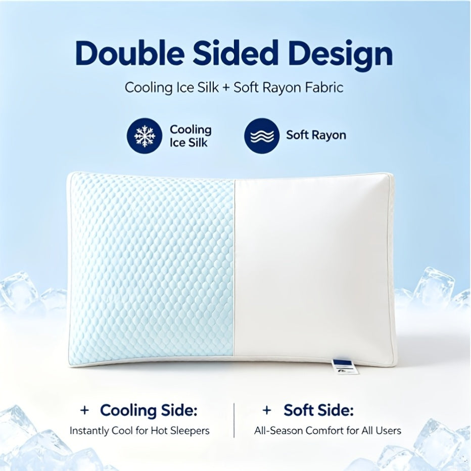 2 Pack Fiber Cooling Pillow - Breathable Neck Support Pillow For Sleep, Moisture-Wicking & Sweat-Absorbing Home Pillow, Soft Satin Cover With Zipper Design, Medium Firmness, All-Season Essential For Sleeping