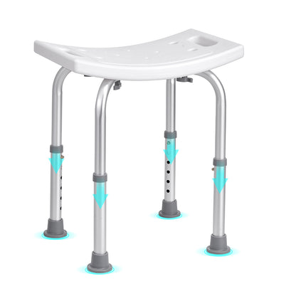 Shower Chair for Elderly & Disabled with Adjustable Height – Non-Slip Bathtub Bench Seat, 350/500 LBS Capacity, Aluminum Alloy, Shower Head Holder & Storage Bag Included, Optional Handrails | VEVOR