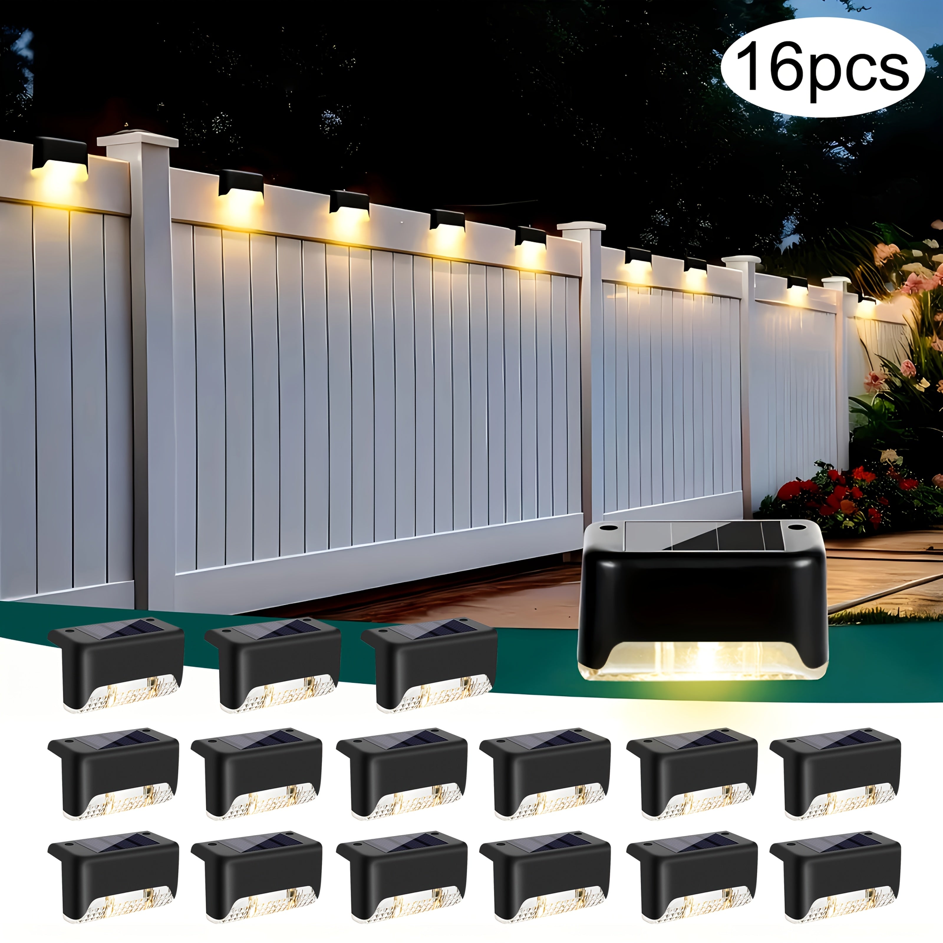 Solar Step Lights Outdoor – IP44 Waterproof LED Deck & Stair Lights, 8/16/32-Pack Warm White Solar Fence Lights for Yard, Patio & Pathway | Garden Decor for Halloween & Christmas