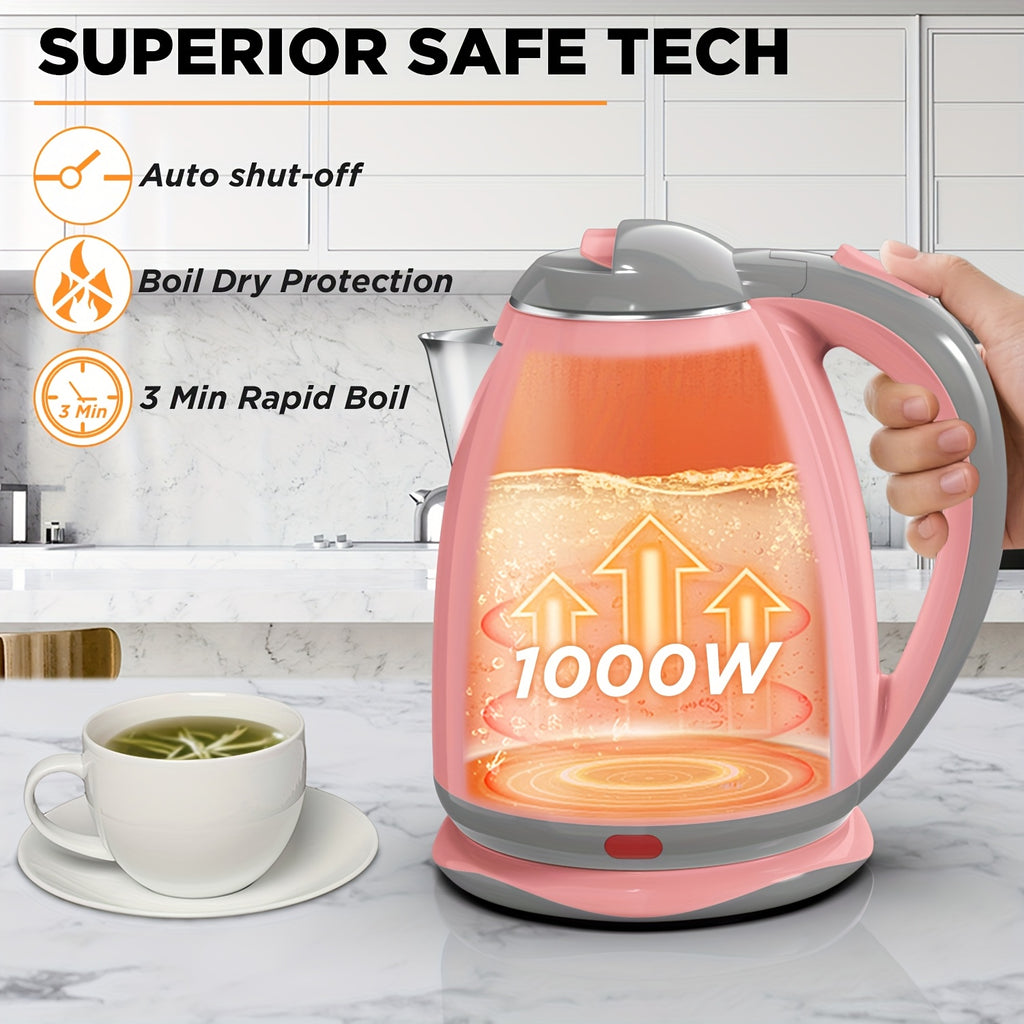 PANCERKA Electric Kettle, Stainless Steel Fast Boiling Water Boiler with Automatic Shut-Off, Large Capacity Tea/Kettle Suitable for Home & Office, Plug (Compatible for Coffee, Tea)