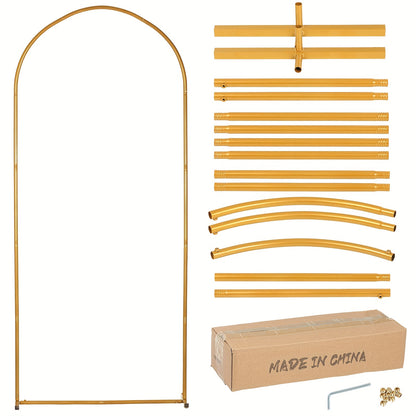 Golden Metal Wedding Arch Backdrop Stand – 7.2FT, 6.6FT & 6FT Sizes | Floral Balloon Arch for Wedding Ceremony, Baby Shower, Birthday Party, Garden & Christmas Decoration | ShopVora CA