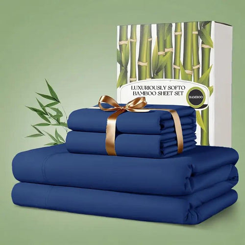 2200TC Ultra Cooling Bamboo Bed Sheets 4pcs – Silky Soft Breathable Deep Pocket 16", Hotel-Quality Bedding Set for Hot Sleepers, King Queen Twin Full Size