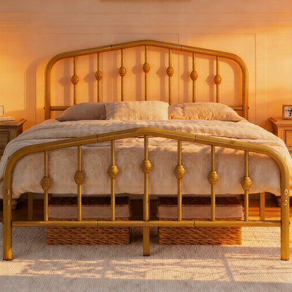 Metal Platform Bed Frame with Arched Headboard Footboard Queen Full Twin No Box Spring 800 lb Capacity Underbed Storage - ALDEN DESIGN Modern Bed, Black White, Canada