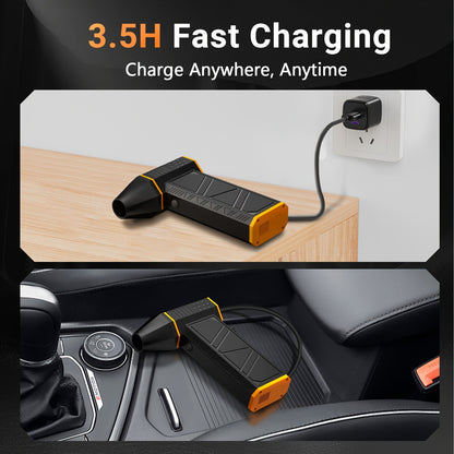 Electric Air Duster 150000 RPM Cordless Turbo Fan – Handheld Mini Blower for Keyboard & Computer Cleaning, Dust Removal, Car Detailing & Outdoor Inflating – Black & Orange, Men's Gift