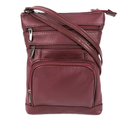 Genuine Leather Shoulder Bag with Adjustable Strap – Multifunctional Messenger Crossbody Handbag with Smartphone Pocket | Regular & Plus Sizes | 10 Colours | ShopVora CA