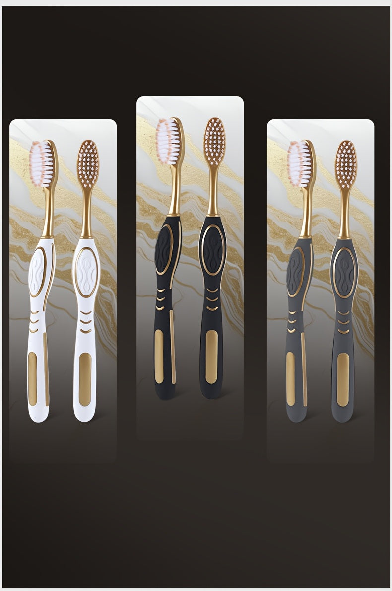 GLORYIN [6Pcss Travel Set] [6Pcss Travel Set X 2] White Platinum Series Olive-Shaped Anti-Slip Handle Travel Essential Household, Adult, Couple, Soft Bristle Toothbrush