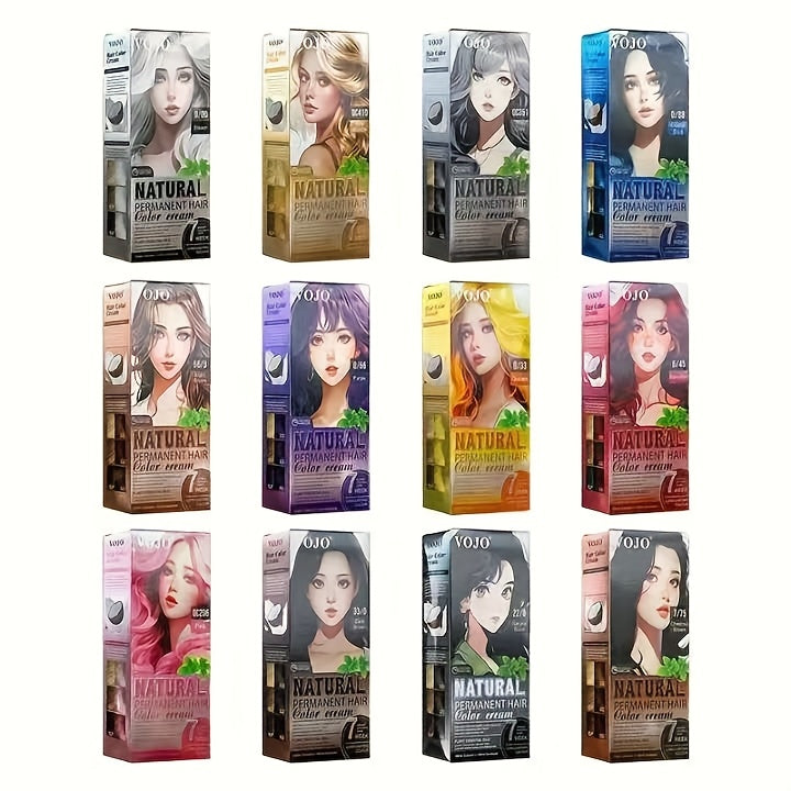 12-Color Permanent Hair Dye Kit with Developer & Applicator Tools – Long-Lasting Vibrant Shades Including Pink, Blue, Purple, Red, Black, Brown, Golden & More for Home Hair Colouring