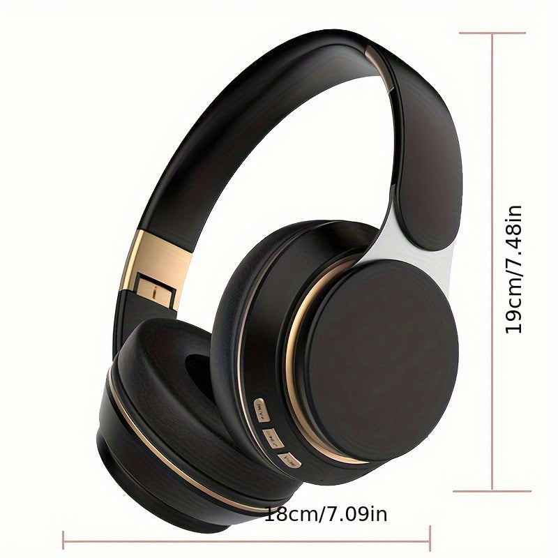 Wireless BT Headphones Over Ear Comfortable Foldable Headset with Built-In Microphone Ideal for School Tablet PC TV Mobile Travel Winter Gifts HD Sound Quality