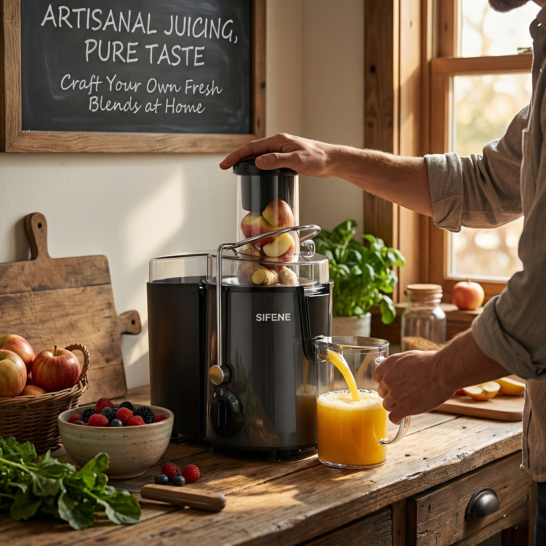 SiFENE Centrifugal Juicer Machine Stainless Steel – Easy-Clean Fresh Fruit & Vegetable Juicer, Smoothies, Milkshakes, Sorbet & Ice Slushies, Compact Home Kitchen Juicer for Healthy Diet | Gray | Canada