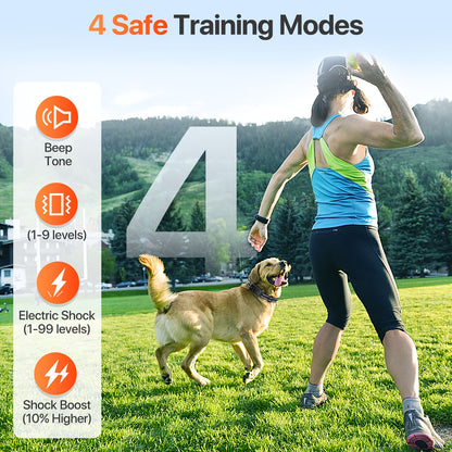 Dog Training Collar with Remote – IP68 Rechargeable E Collar, 4 Modes Beep Vibration Shock & Safety Lock for Medium Large Dogs 40–120 lbs