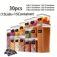30pcs (15 lids + 15 containers) airtight jars