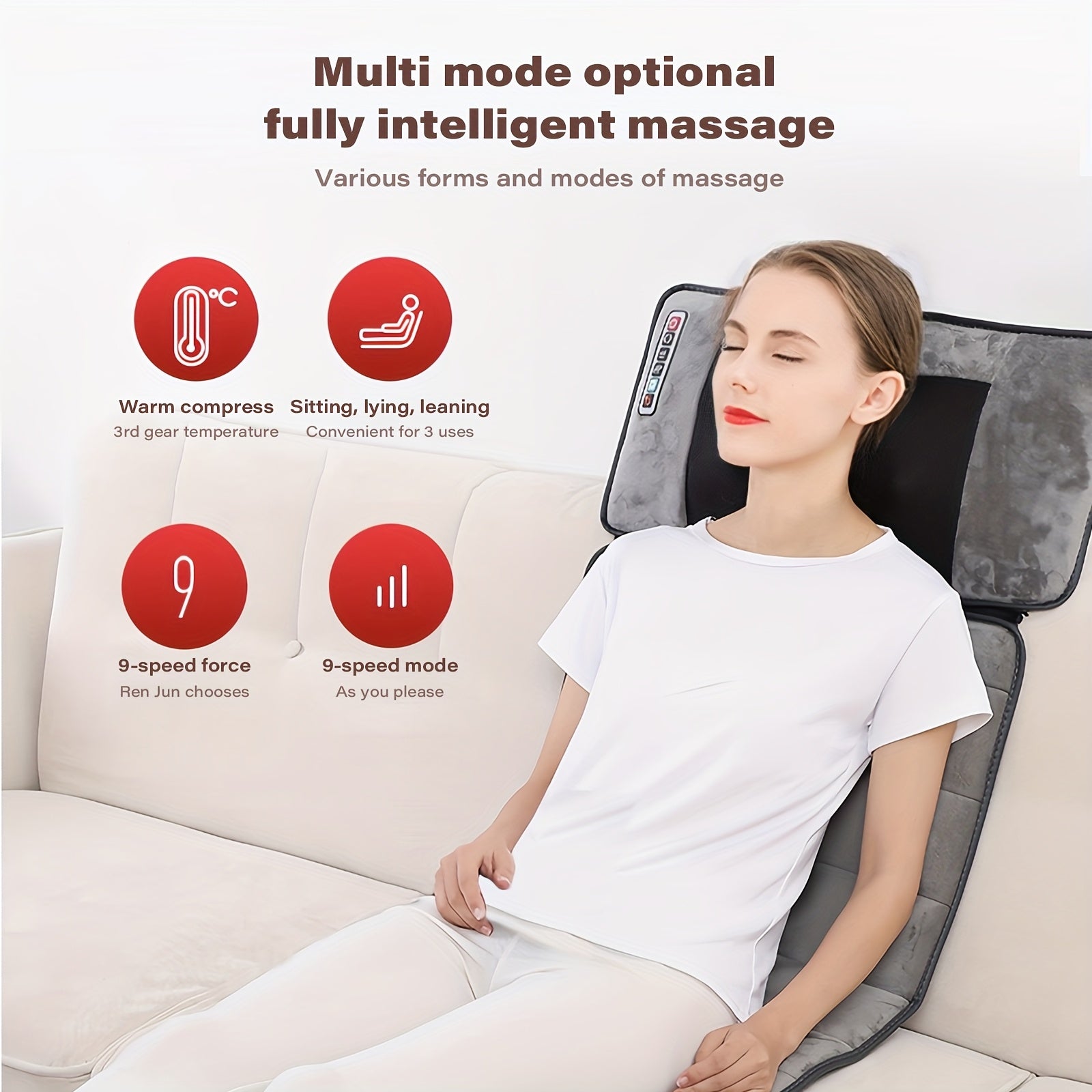 MASSTECK Full Body Massager Mat with Heat And Movable Shiatsu Neck Massager Pillow, Lumbar Traction And, 9 Vibration Motors And Back Heating Pad, Full Body Massager for Neck Back Waist Hip Leg, Massage Gift for Mom/Dad/Women/Men