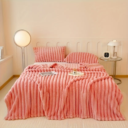 Faux Rabbit Hair Reversible Fleece Blanket – Thickened Extra Large Soft Thermal Throw for Bed, Sofa, Office & Camping | All-Season Nap Blanket | Throw to King Size | 4 Colours | ShopVora CA
