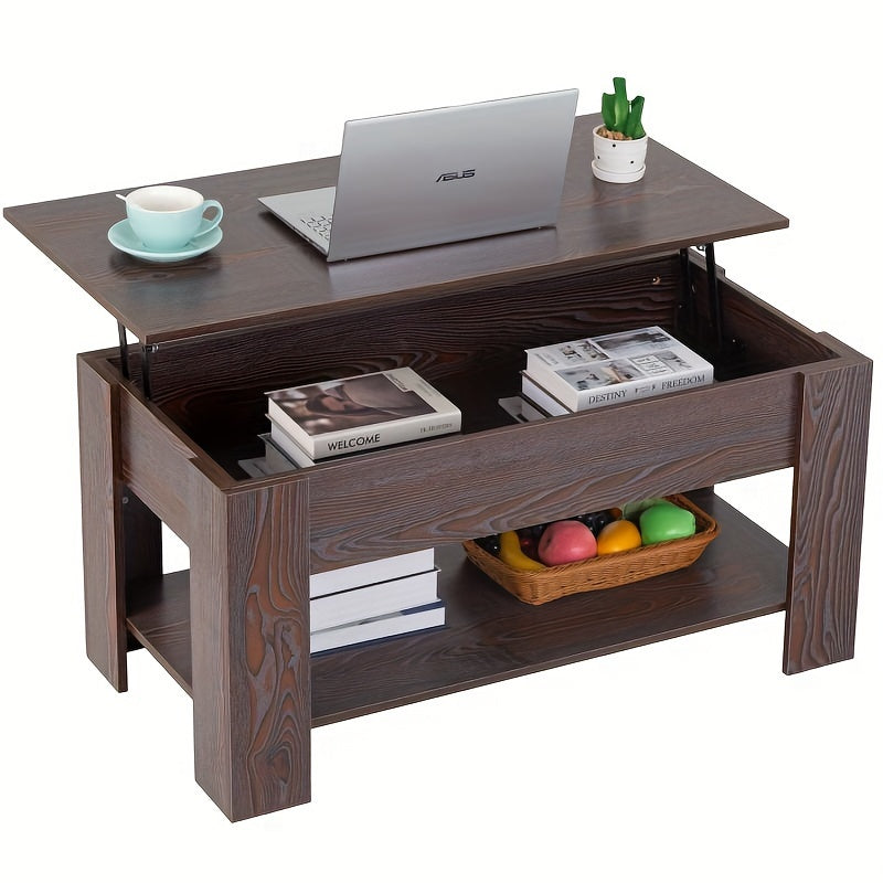 Lift Top Coffee Table with Hidden Storage Shelf – Living Room, Small Space
