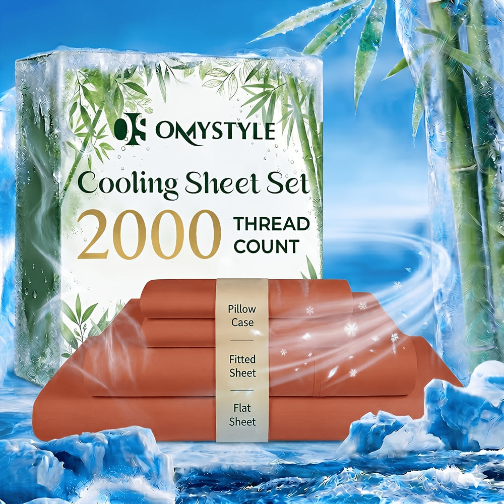 Ultra-Soft Summer Bamboo Sheet Set 4pcs – Breathable Cooling Bed Sheets with 16" Deep Pocket for Hot Sleepers, Includes Fitted Sheet, Flat Sheet & 2 Pillowcases, Twin Full Queen King, 7+ Colours