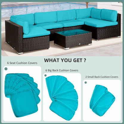 Outdoor Cushion Covers 14 Pcs Replacement for Rattan Sofa Set Polyester Waterproof Dustproof Machine Washable Zipper Closure Navy Blue - Patio Garden Furniture Covers, Canada