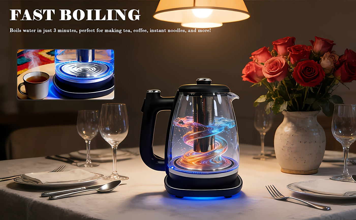1.8L Stainless Steel Electric Kettle – Fast Heating, Auto Shut-Off, Boil-Dry Protection, Removable Filter & 360° Swivel Base – For Tea, Coffee & Baby Milk Powder
