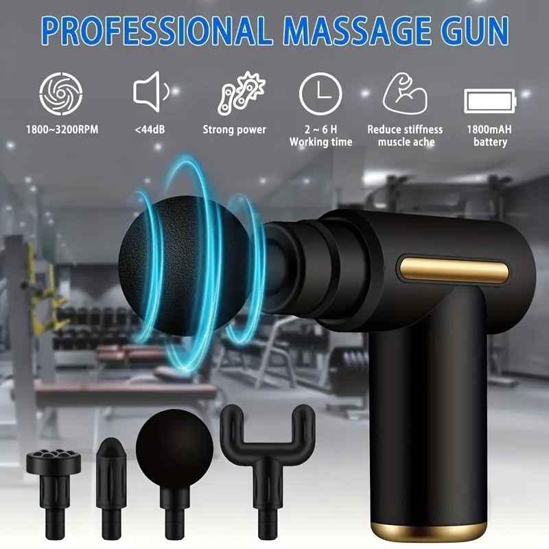 Oversized! Portable Massage Gun Four-Head Set - Elegant Design, USB Rechargeable, Ideal for Relieving in Body, Back, Neck And Waist - The Perfect Holiday Gift for Everyone, Stocking Stuffers for Christmas, Christmas Gifts, Personal Massager