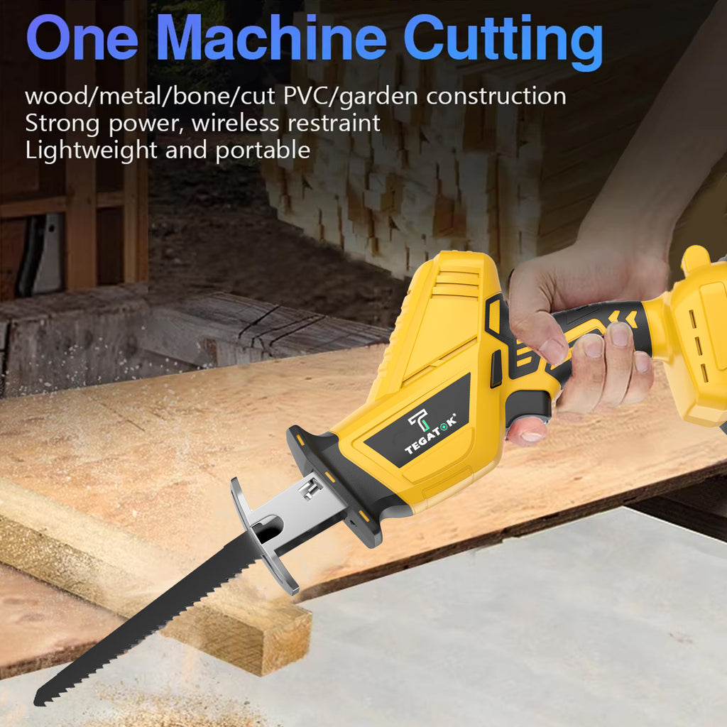 20V Cordless Electric Reciprocating Saw, Equipped with Lithium Battery And Fast Charger, 3000RPM, with 4 Saw Blades, Suitable for Cutting Wood/Metal/Pvc. Compact Electric Saw, Suitable for Outdoor Use, Portable And Durable, Ideal Gift for Men
