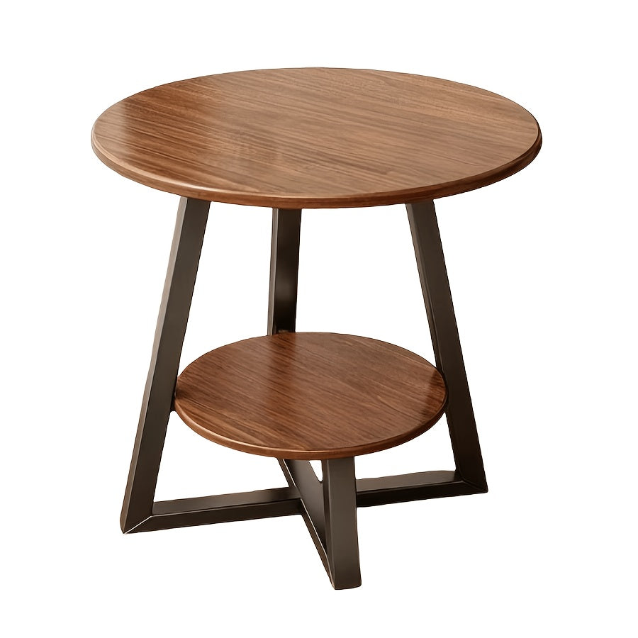 Multi-Purpose 2-Tier Round Coffee Table with Heavy-Duty Construction And Smooth Marble Effect Top, Stylish Storage End Table for Living Room, Bedroom, Dorm, And Home Office