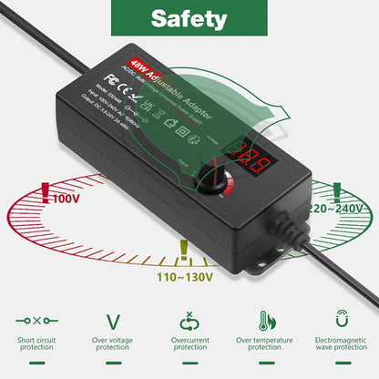 Switching Power Supply Adapter 48W 4V-24V 2A Universal AC to DC Converter Adjustable Variable Transformer with LCD Display, 14 Tips & Polarity Converter – LED Strips, Routers, DIY