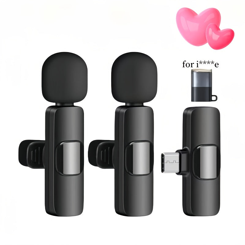 Wireless Lavalier Microphone – Plug & Play, 8H Battery, Noise Cancelling, iOS & USB-C