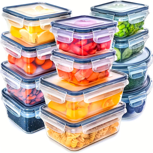 Airtight Food Storage Container Set with Easy-Snap Lids – BPA-Free Plastic Pantry Organizer with Labels & Marker, 24-Piece or 48-Piece Set for Kitchen & Pantry Organization