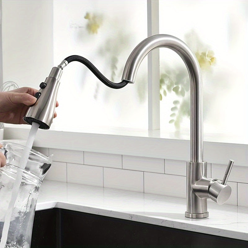 Kitchen Faucet with Pull Down Sprayer High Arc Single Handle – Brushed Nickel, Matte Black & Brushed Gold Finish, Commercial Modern Kitchen Sink Faucet for RV & Home